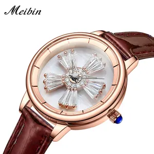 MEIBIN-reloj de cuarzo resistente al agua para mujer, accesorio de pulsera de cuero, personalizado, de lujo, a la moda, gran oferta, 1662