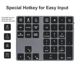Aluminum Numpad 7-Color Backlit Bluetooth 5.0 Wireless Number Pad Slim 34Key Rechargeable Numeric Keypad - Product Image 4