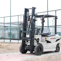 Truk Forklift Listrik 4 Roda Powston Kapasitas 3,5 Ton Bertenaga Baterai Mesin Pengangkat Material ISO CE