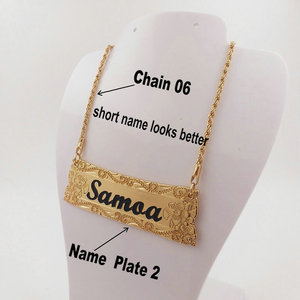 JX88 Tùy Chỉnh Tên Tấm Dọc Ban Đầu Men Hoa Tim Chuỗi Vòng Cổ Sinh Nhật Hawaii Samoa Trang Sức Bán Buôn - Product Image 3