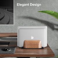 Penyangga Laptop Vertikal Kayu Dua Slot, Hemat Tempat, Stabil, untuk Meja Kantor, Pengaturan Kerja Sehari-hari, Berbagai Skenario