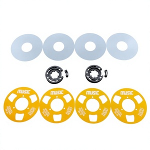 Kit de disco de cassette metálico amarillo al por mayor con buje de posicionamiento y película antideslizante para grabación de cintas DIY y audio retro - Product Image 1