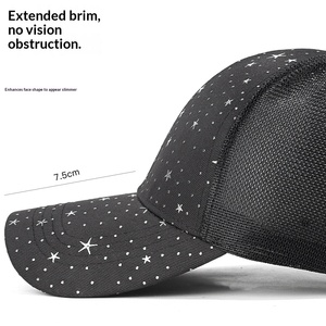 Gorra de béisbol <span class=keywords><strong>unisex</strong></span> de moda para exteriores con protección solar estilo coreano, diseño de estrellas, 6 paneles ajustables y visera ligera. - Product Image 3
