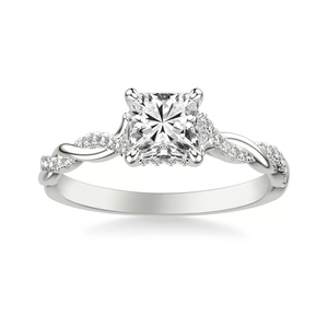 custom 14K Gold Engagement Ring princess Cut Lab Grown Diamond Twisted <b>Infinity</b> Shank Pave Side IGI certificate Jewelry women - Product Image 2