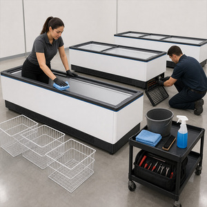 Congelador Comercial Tipo Isla de 600L con Tapa de Vidrio para Exhibición de Alimentos Congelados, Acero Inoxidable, Vidrio Antivaho para Heladería o Restaurante - Product Image 3