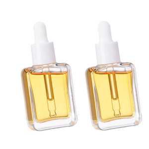 Cosmetic Skin Care Packaging 30ml Square Clear Curved Edges Fancy Hair Essential Oil Serum Glass <b>Dropper</b> <b>Bottle</b> Screen Printing - Product Image 1
