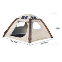 Tente de camping gonflable solaire imperméable avec panneaux solaires 52W, installation facile en 2 minutes, tente gonflable avec pompe électrique pour le glamping