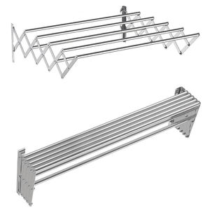 Séchoir à serviettes mural en métal, 5 barres, réglable de 60 à <span class=keywords><strong>120</strong></span> <span class=keywords><strong>cm</strong></span>, pliable en accordéon, <span class=keywords><strong>étagère</strong></span> de rangement peu encombrante pour la buanderie - Product Image 2