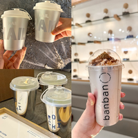 Gobelet en plastique PP argenté de 500 ml (16 oz) avec couvercle et paille, impression IML (étiquetage intégré au moule), logo personnalisé, jetable