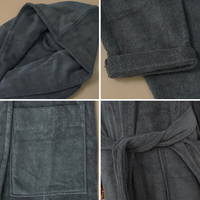 Peignoir en coton éponge avec capuche, gris, absorbant, durable, pour spa et adultes, manches longues, sur mesure