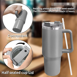 Camping 40oz vaso de acero inoxidable de doble pared botella de agua aislada al vacío con asa taza de café de viaje - Product Image 4