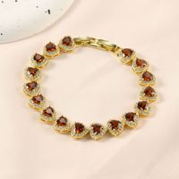 Bracelet tennis en zircon 5A en forme de cœur, rose, vert, bleu, best-seller, bracelet cœur coloré tendance pour femmes, bijoux