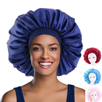 Bonnet de Nuit en Satin Uni Grande Taille pour Femmes, Bonnets en Gros pour Cheveux Bouclés