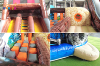 WINSUN Bateau pirate gonflable géant avec toboggan et obstacles à thème, activités de fête à thème pour enfants