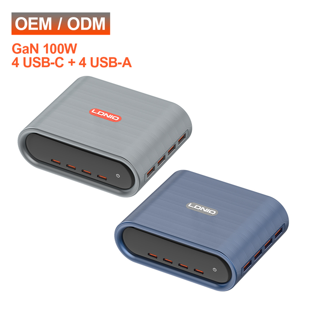 LDNIO Q17 Wholesale Bulk 100W GaN Charging Station 8-Port (4C+4A) Fast Charger with TFT Display