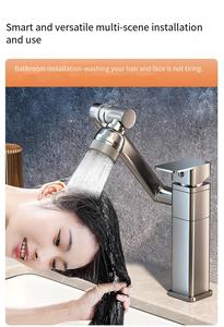 <span class=keywords><strong>Robinet</strong></span> de cuisine moderne à levier unique en acier inoxydable et or brossé, mitigeur chaud/froid avec douchette extractible pour évier domestique - Product Image 2