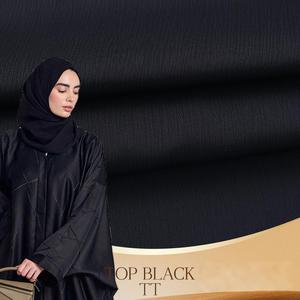 Precio de fábrica directo de alta calidad coreano Super Black Tik Tok 100% poliéster para Arabia Saudita Dubai Market Ladies <span class=keywords><strong>Abaya</strong></span> - Product Image 1