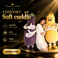 Oreiller en peluche Eggplant King avec fonction de tapotement, rembourré en coton PP, pour femmes enceintes et unisexe (14 ans et plus), offre un confort optimal