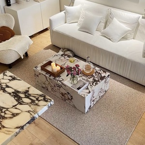 Mesa de Centro Grande de Estilo Nórdico Moderno, de Lujo y a Precio Económico, con Base de Piedra Calacatta Viola Quemada - Product Image 6