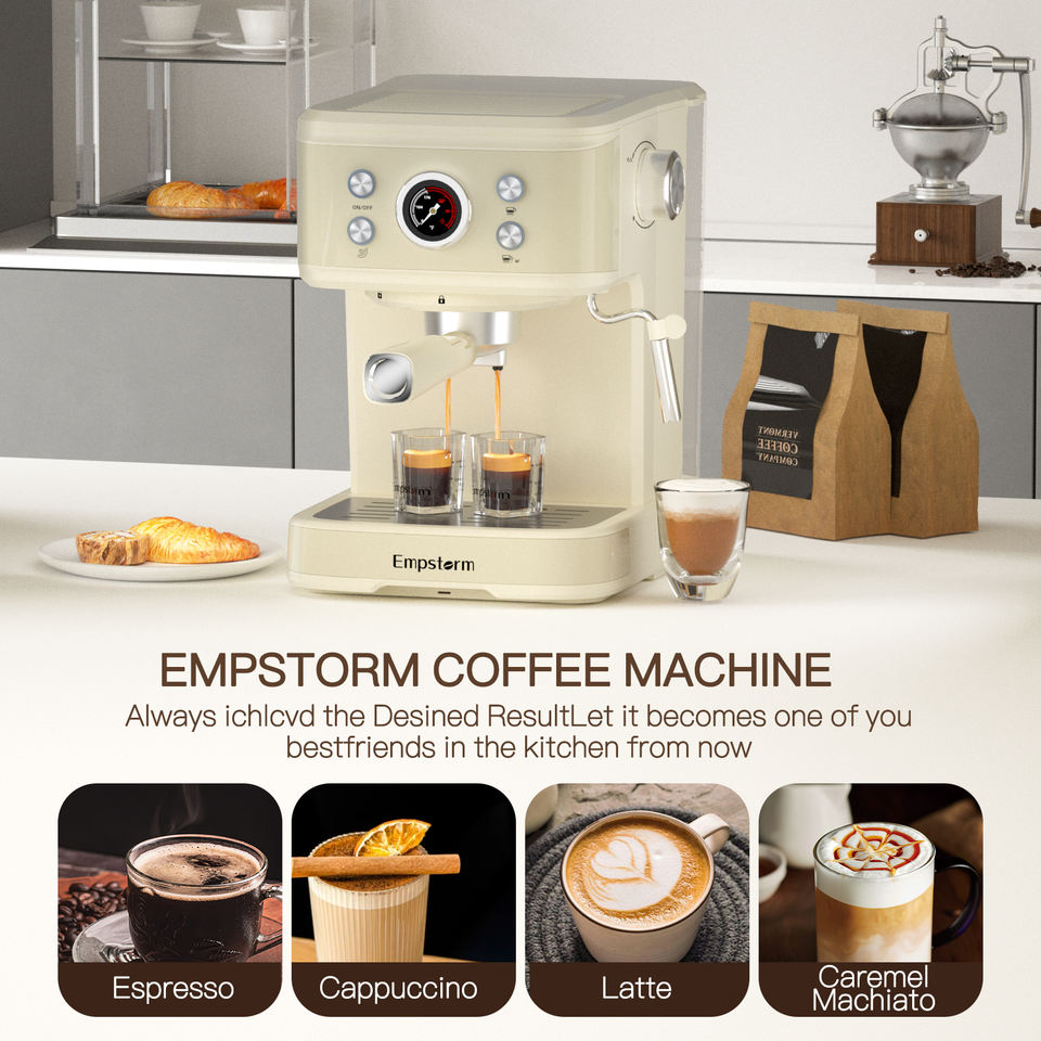 Empstorm Turkish 20 bar Commercial 2-Cup Double Stainless Steel Coffee ...