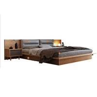 Lit Tatami Moderne en MDF avec Rangement, Ensemble Chambre King Size avec Tiroirs, Lit Double Simple en Bois
