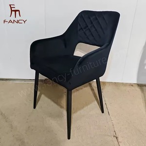 Hot Sale Modern Nordic Fabric Upholstered <strong>Velvet</strong> Dining <strong>Arm</strong> <strong>Chair</strong> Metal Tube Frame Stackable Lightweight for Home Office Hotel - Product Image 3