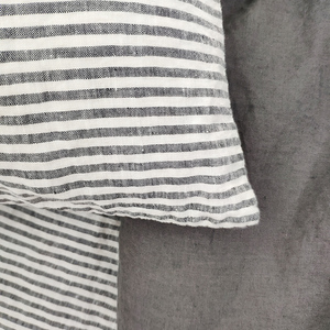 棉水洗条纹羽绒被套灰色床上用品被套枕套大号 - Product Image 1