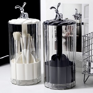 Makeup Organizer With Rabbit Lid 1-3L Plastic Cosmetic Storage For Brush Lipstick Eyebrow Pencil Bathroom Desktop Use - Product Image 1