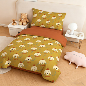 Ensemble de literie <span class=keywords><strong>pour</strong></span> enfants avec motif de <span class=keywords><strong>chien</strong></span> de dessin animé, 4 pièces, housse de couette 100% coton, draps de lit chauds et écologiques <span class=keywords><strong>pour</strong></span> enfants - Product Image 2