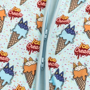 Pijama de Bebé Miozing para el Día de la Independencia, Diseño Personalizado, Color Azul Helado, Ropa de Dormir de Bambú y Rayón - Product Image 4