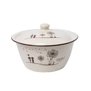 Enamel Basin Classic Enamelled Metal Steel Wash Bowl Basin Bowl Grease Container Basin With Lid