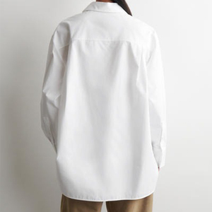 Camicia Estiva da <span class=keywords><strong>Donna</strong></span> in <span class=keywords><strong>Cotone</strong></span> con Bottoni, Manica Lunga, Formale da Ufficio, Traspirante, Bianca, Taglio Regolare - Product Image 2