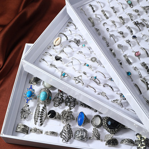 Mixed-Style Vintage Antique <strong>Silver</strong> <strong>Statement</strong> <strong>Ring</strong> Set 50-100 Pieces in Box Fashionable Trendy <strong>Rings</strong> - Product Image 5