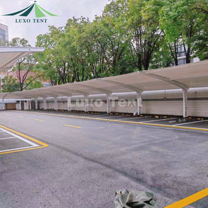 कारखाने मूल्य घुमावदार छत आउटडोर pvdf कवर झिल्ली संरचना आधुनिक धातु स्टील कार्पोर्ट छत कार पार्किंग शेड - Product Image 4