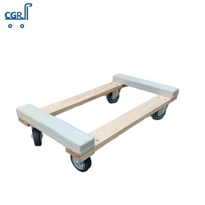Solid <strong>Wood</strong> Heavy Duty Furniture Mover <strong>Cart</strong> Customizable OEM Wooden <strong>Dolly</strong> with Rubber Cover and PVC Cap for Tools and Home Use - Product Image 1