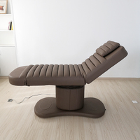 Table de massage électrique à 3 moteurs marron, réglable en hauteur, moderne, pour salon, avec mousse à mémoire de forme, lit esthétique en PU pour spa médical, certifiée CE