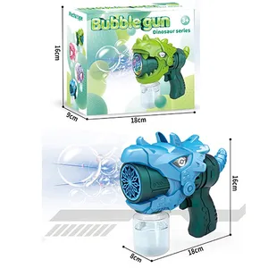 Child Summer Sport B/O Electric Battery Operate Animal 12 Hole Electric Dinosaur Bubble Gun Competitive Games Water Toys For Kid