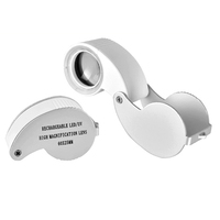 40X/60X Rechargeable 25mm Jewelry Magnifier with 6 LED 3 UV Lights for Coin Stamp Authentication Jewelry Repair