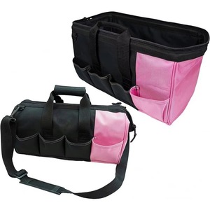 กระเป๋าเครื่องมือช่างสีชมพูสำหรับผู้หญิง ยี่ห้อ BSCI พร้อมสายสะพายไหล่ ปากกว้าง เปิดด้านบน จัดเก็บอุปกรณ์ช่างได้ (16 นิ้ว, สีชมพู) - Product Image 2