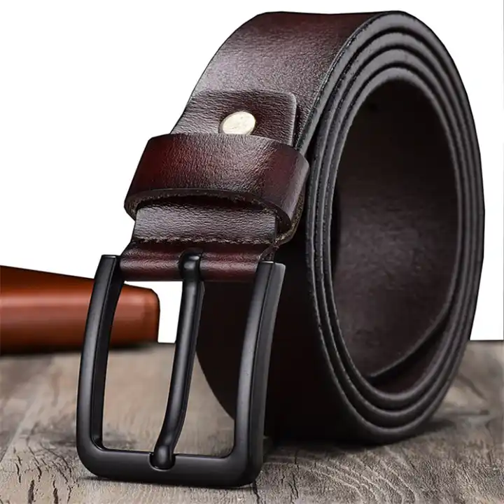 LQ Belt Factory Cow Genuine Leather Alloy Pin Buckle Mens Belt For