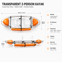 Kayak transparent en polycarbonate Solenne pour excursions dans les cenotes, rivières cristallines, parcs écologiques des Caraïbes, coque transparente, tandem 2 personnes