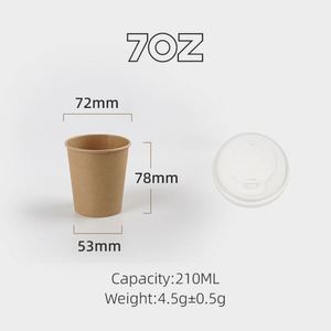 Vasos de Papel Kraft Biodegradables Desechables de 7oz para Bebidas Calientes y Frías, Hechos a Medida al por Mayor, con Tapas - Product Image 3