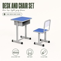 Ensemble de bureau et chaise d'école réglables en hauteur, ergonomiques, avec structure métallique, mobilier de classe pour l'école primaire