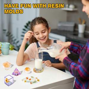 14 에폭시 몰드 세트 포함 볼 큐브 피라미드 재떨이 코스터 크리스탈 스톤 펜던트 실리콘 몰드 DIY 스타터 키트 - Product Image 6