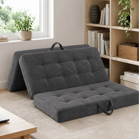 Canapé-lit pliable OEM, convertible, à trois sections, avec coussin en mousse haute densité et revêtement en velours côtelé, idéal pour entrepôt et appartement