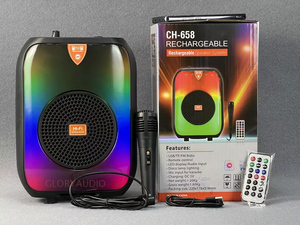 Woofer Aktif RGB Portabel Berkualitas Tinggi 6,5 Inci untuk Karaoke, Bertenaga Baterai DC, Audio Mini Rumahan dengan Fungsi AUX TWS FM
