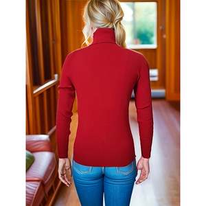 Pull col roulé color block pour femme, taille S, noir, haut en tricot à manches longues - Product Image 4