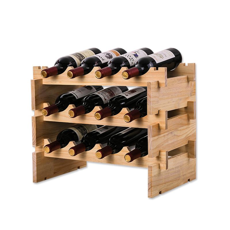 Porte-bouteille de vin en bois massif, sur pied, modulaire, empilable, de grande capacité, présentoir, étagère de rangement