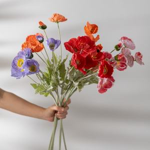 خشخاش اصطناعي عالي الجودة متوفر 24.8in زهور اصطناعية تعمل باللمس الحقيقي لديكور المنزل لحفلات الزفاف بالجملة - Product Image 4