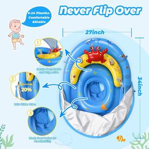Flotador de Piscina para Bebés con Toldo UPF50+ Protección Solar, Asiento Flotante Antideslizante para Bebés, para Piscina, Playa y Baño - Product Image 5